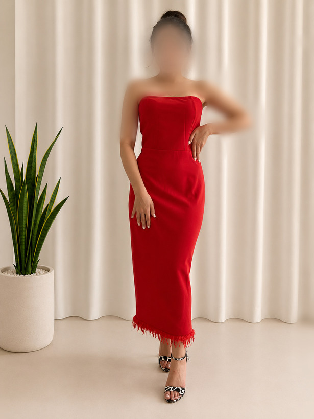 پیراهن زنانه دکلته مجلسی قد میدی