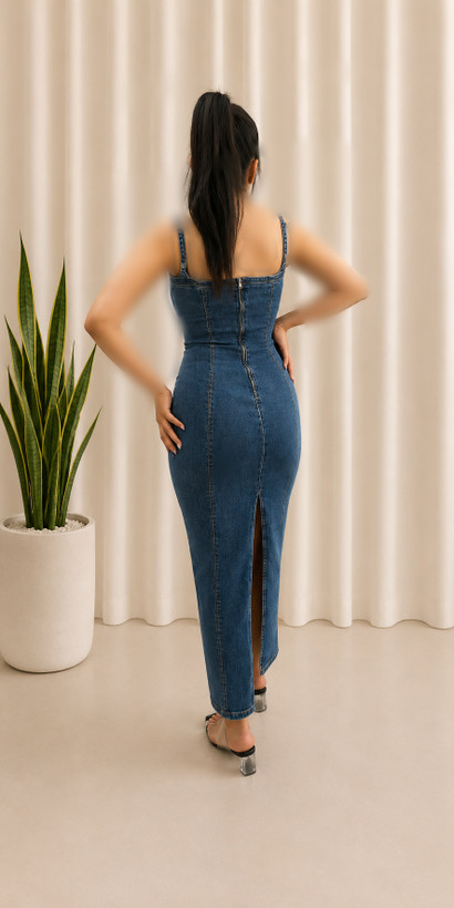پیراهن جین زنانه ساعت شنی برشکا